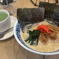 Vegan tonkotsu and matcha tea  at Pivot BASE Cafe & Bar ＠Dotonbori in Osaka
