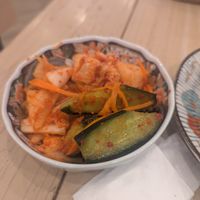 The kimchi 3 type. I believe it was cabbage, daikon, and cucumber (with some julienned carrot) at Pivot BASE Cafe & Bar ＠Dotonbori in Osaka