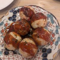 Takoyaki (before I added the vegan mayo) at Pivot BASE Cafe & Bar ＠Dotonbori in Osaka