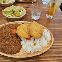 Katsu and tofu mince curry and rice at Pivot BASE Cafe & Bar ＠Dotonbori in Osaka