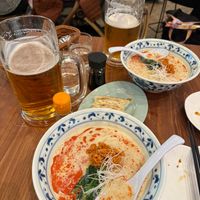 Tan tan ramen and beer at Pivot BASE Cafe & Bar ＠Dotonbori in Osaka