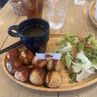 Vegan takoyaki lunch set    at Pivot BASE Cafe & Bar ＠Dotonbori in Osaka