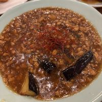 Eggplant with spicy soy meat  at Pivot BASE Cafe & Bar ＠Dotonbori in Osaka