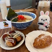 Soy Milk Ramen was creamy/extremely flavorful. Noodles were the perfect texture. Very filling. Wish we had ramen like this in the US! Salt bread was insane! So delicious!! at Pivot BASE Cafe & Bar ＠Dotonbori in Osaka