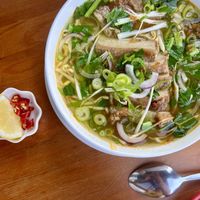 bun soup with mock duck  at Hoang Tofu in Bratislava