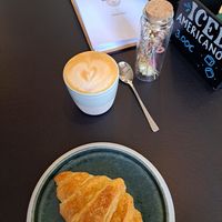 Vegan croissant and oatmilk cappucino. at Danito's Coffee in Bingen Am Rhein