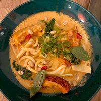 Peanut udon noodles - so delicious and comforting at Chef & Co in Prague