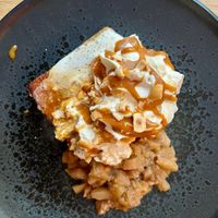 Brioche dessert with miso caramel and pear at Chef & Co in Prague