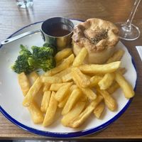 Vegan pie with chips.  at Smithy Pond in Chesterfield
