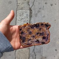 banana bread (coconut + blueberry) at JOY OF MADHU in Frankfurt