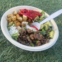 Impossible Meat and Tofu Bowl with Jasmine Rice!   at moonbowls   in Long Beach
