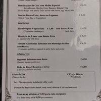 Menu at Bombeiros Altares in Terceira