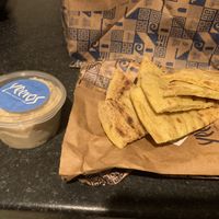 Hummus with pita bread  at Yeeros - Wexford Street in Dublin