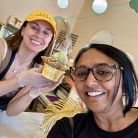 With Kate the owner!  at Kate's Ice Cream in Portland