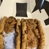 Cookie monster ice cream sandwichh  at Kate's Ice Cream in Portland