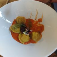 Baba ganoush stuffed ravioli at Scara e Beo in Cortona