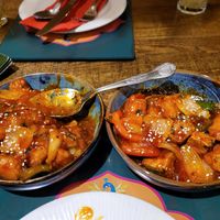 Chilli tofu & baby corn manchuria. at Sanskruti Restaurant in Manchester