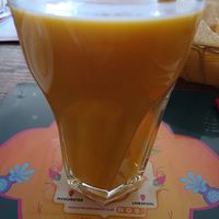 Vegan mango lassi at Sanskruti Restaurant in Manchester
