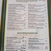 Menu at Sanskruti Restaurant in Manchester
