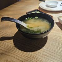 Miso soup at Taku Sushi & Ramen in Niagara Falls