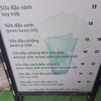 Menu board at Rau Ma Sau Mix in Ho Chi Minh City