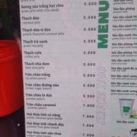 Menu at Rau Ma Sau Mix in Ho Chi Minh City