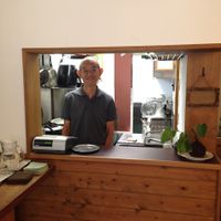 Ken, the owner, is super nice and his English is excellent.  at Veggie Cafe in Kyoto