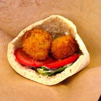 Close up of the falafel, soft and crispy.  at Veggie Cafe in Kyoto