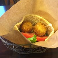 Yummy falafel thing with pita~ at Veggie Cafe in Kyoto