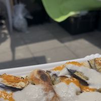 eggplant cheese cream  at Fermaggio Bistrot & Store in Rome