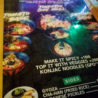 Menu at The Fire Bar in Osaka