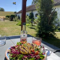 Carpacha with veggie patties in the Garden   at Backagården Café in Loderup