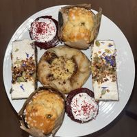 Hazelnut custard pastry, lemon muffins, red velvet cakes and carrot cake slices  at Maple Maple Strawberry in Fareham