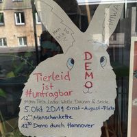 information about animal rights-demonstration at Cafe Gleichklang in Hannover