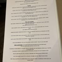 Menu showing vegan options  at The Cape in Beaconsfield