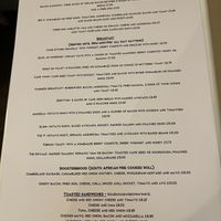 Menu showing vegan options   at The Cape in Beaconsfield