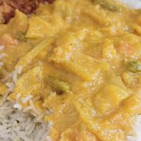 Vegan Korma with coconut rice at Bengal Spice in Uckfield