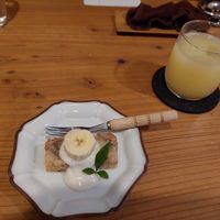 Pudding and apple juice at Chago in Miyazaki