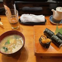 Vegan miso soup and vegan maki roll  at Sushi Nori - すし典 in Matsumoto