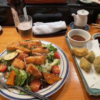 Salad with fried tofu, fried avocado  at Sushi Nori - すし典 in Matsumoto