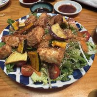 Deep fried tofu salad 🌱  at Sushi Nori - すし典 in Matsumoto