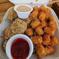 Chicken nuggets and tater tots at The Vegan Phoenix in Beaverton
