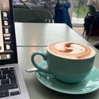 Very nice chai latte with soy milk  at Deeney's Cafe in East London