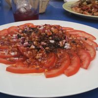 Vegan tomato and lentil salad  at Habanita in Sevilla