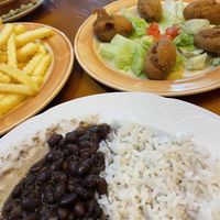 Black beans and rice, vegan croquettes  at Habanita in Sevilla