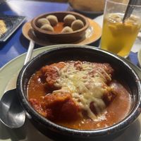 Stuffed peppers and banana balls  at Habanita in Sevilla