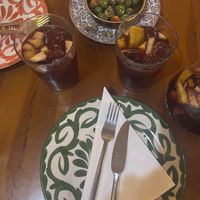 Olives and sangria to start  at Habanita in Sevilla