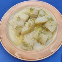 Yucca in garlic and oil. So tasty!! at Habanita in Sevilla