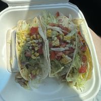 2 mush-vegan tacos and a tofu tacoo  at The Taco 105 in Mattituck