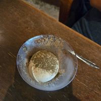 Husband's hojicha ice cream at Vegan Sushi Tokyo in Tokyo
